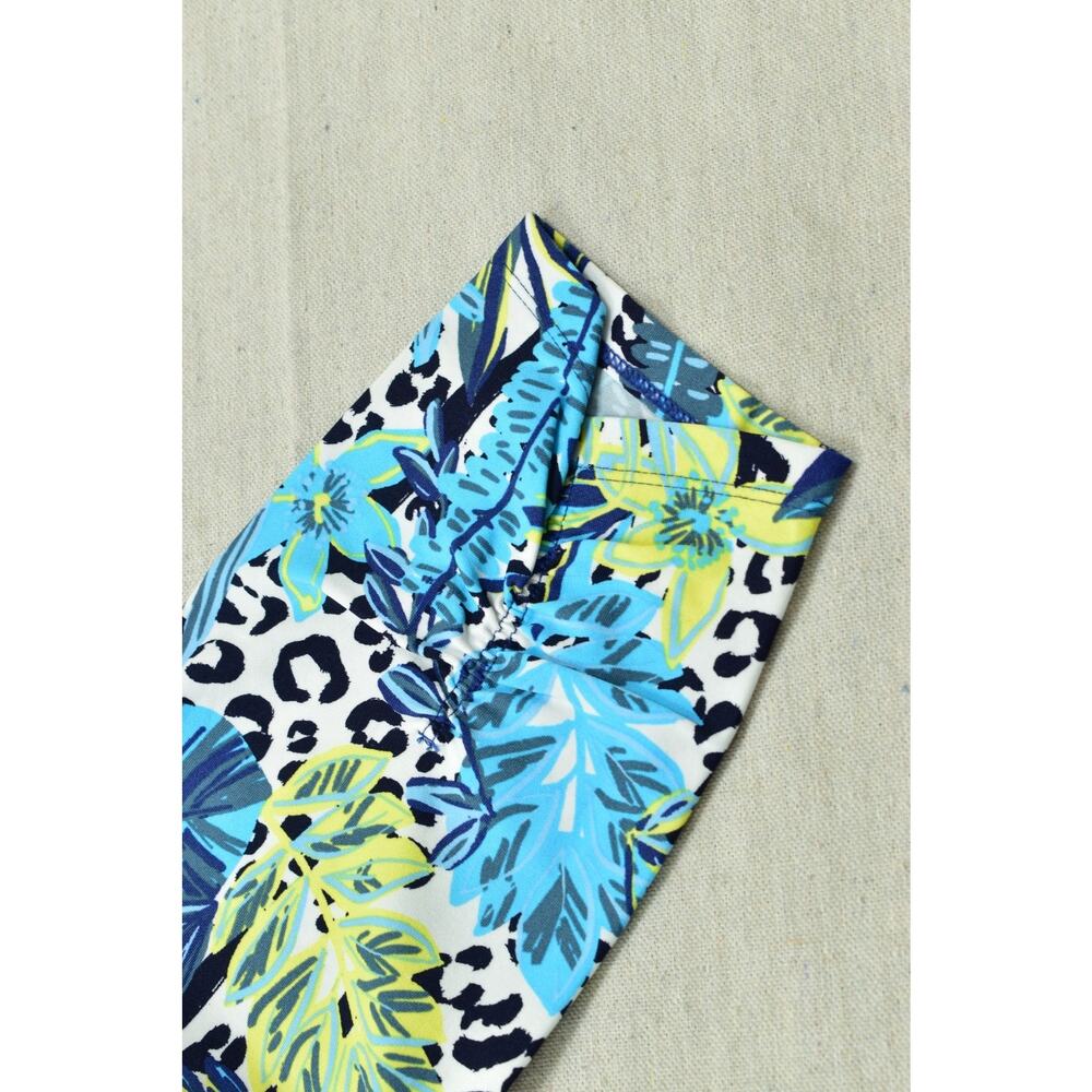 Calvin Klein Performance Women XL Tropical Floral Animal Print Leggings Blue Gr - Picture 3 of 8
